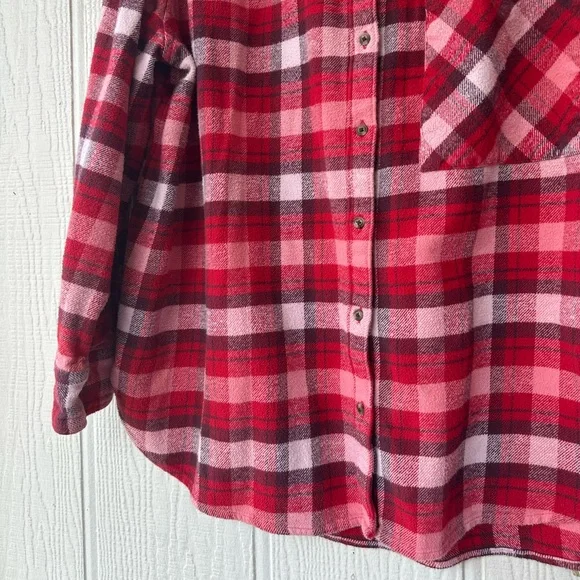 Aerie Plaid Red Oversized Flannel Shirt - Picture 7 of 9